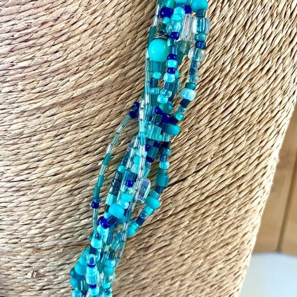 Caribbean Waters 925 Silver Murano Handmade Necklace One of a Kind - Picture 6 of 7